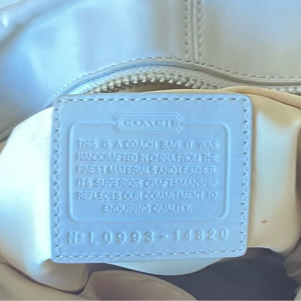Coach 1941 Ivory Soft Leather Snakeskin Detail Silver Hardware zip top Hobo Bag